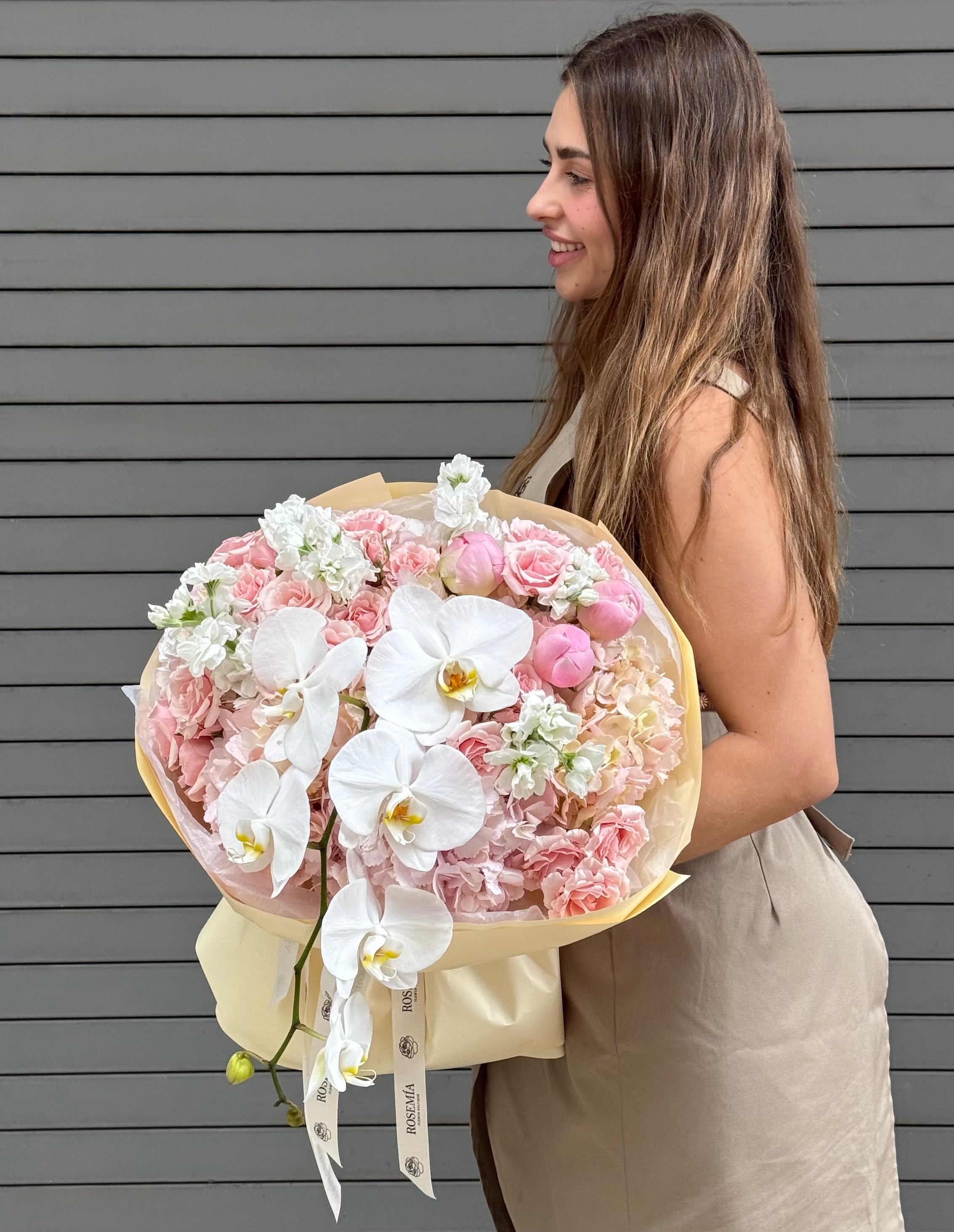 No.233 ORCHID SOLEIL - hydrangeas, spray roses, orchids