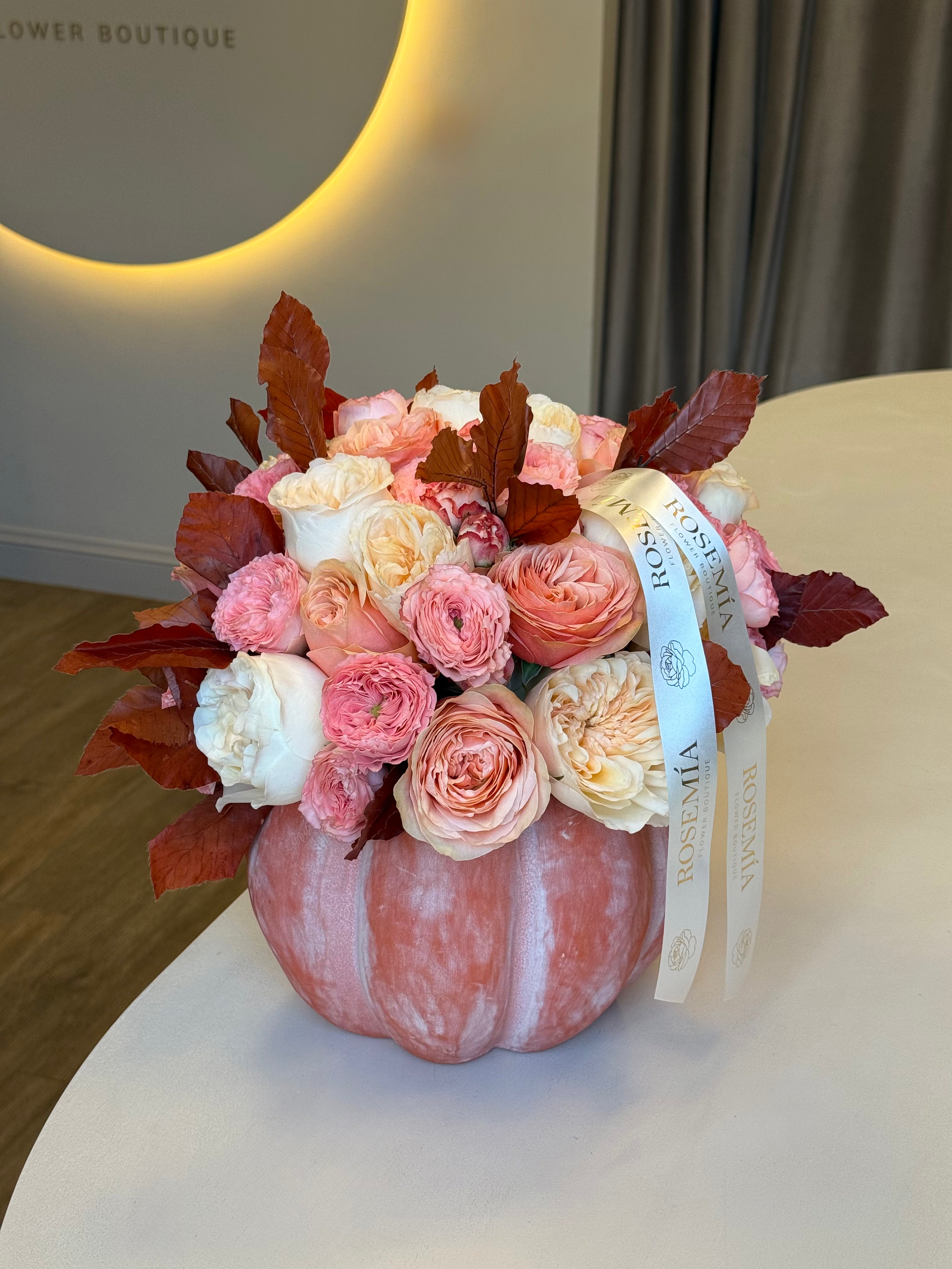 No.133 BLUSH AUTUMN - Pumpkin Flower Arrangement