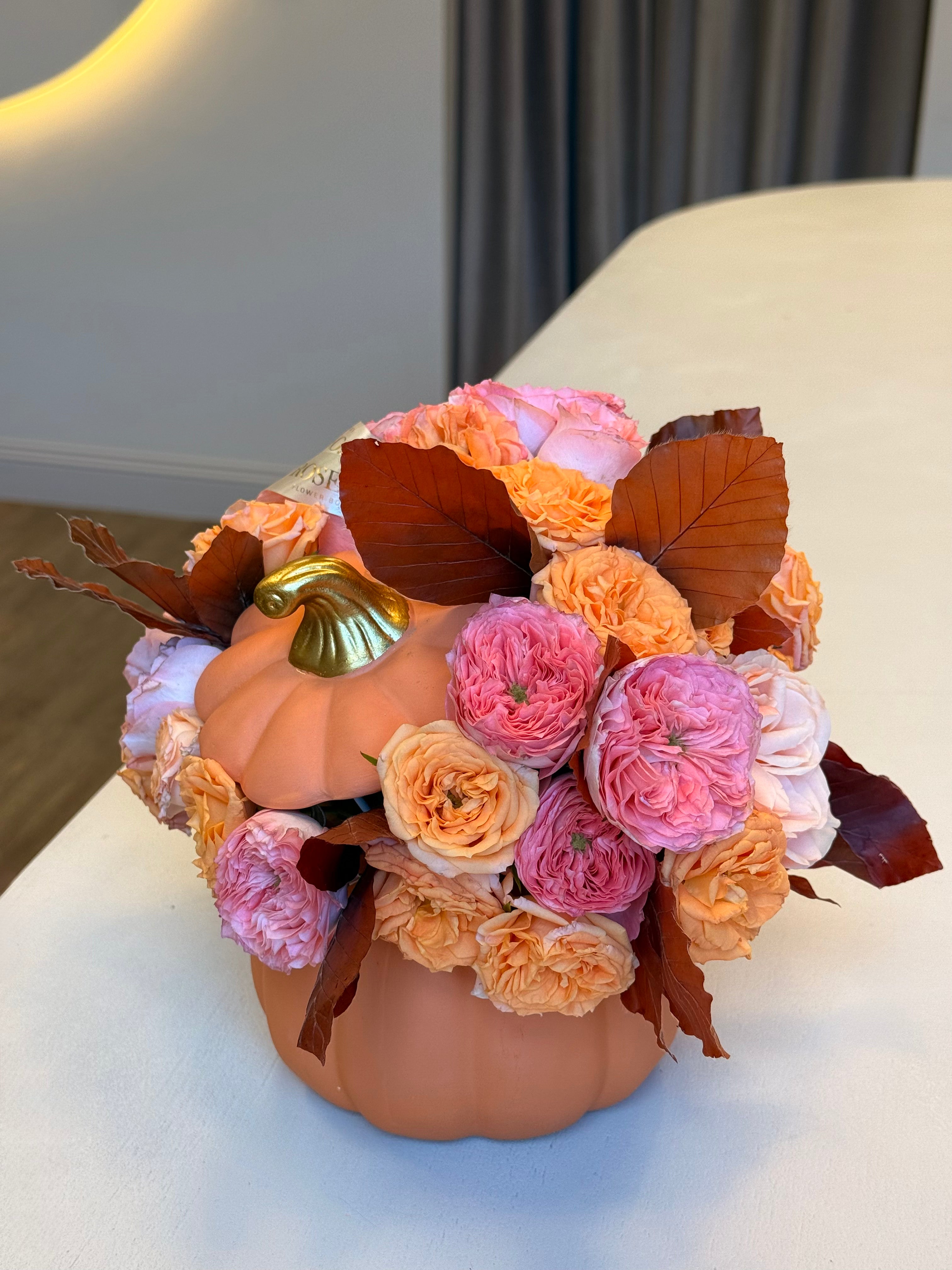 No.55 PEACH ELEGANCE - Pumpkin Flower Arrangement