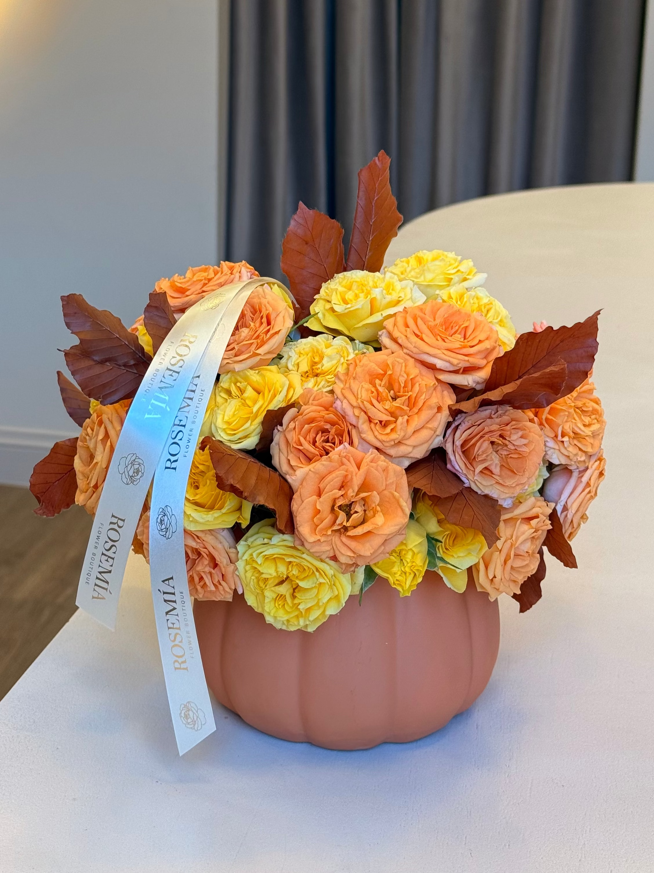 No.35 PETITE BLOOM - Pumpkin Flower Arrangement