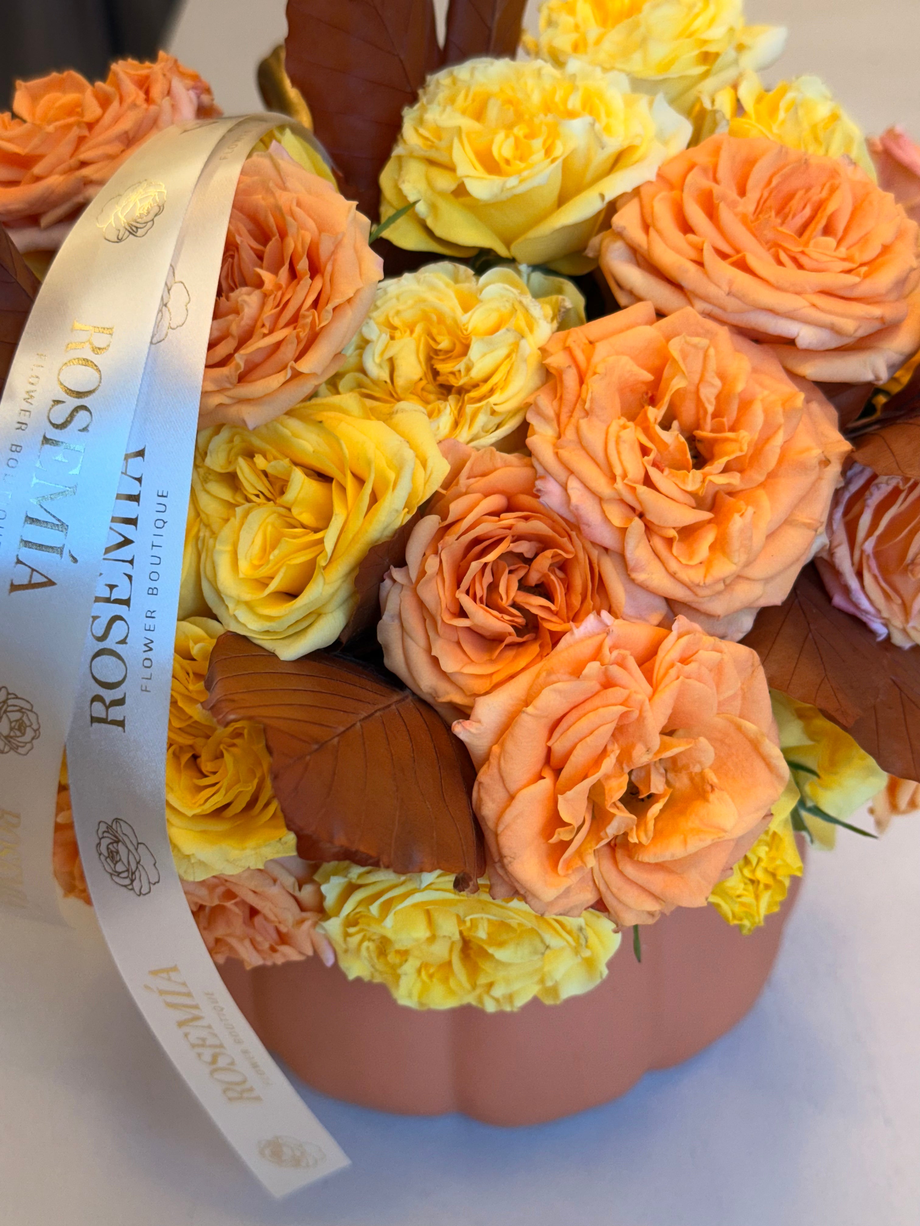 No.35 PETITE BLOOM - Pumpkin Flower Arrangement