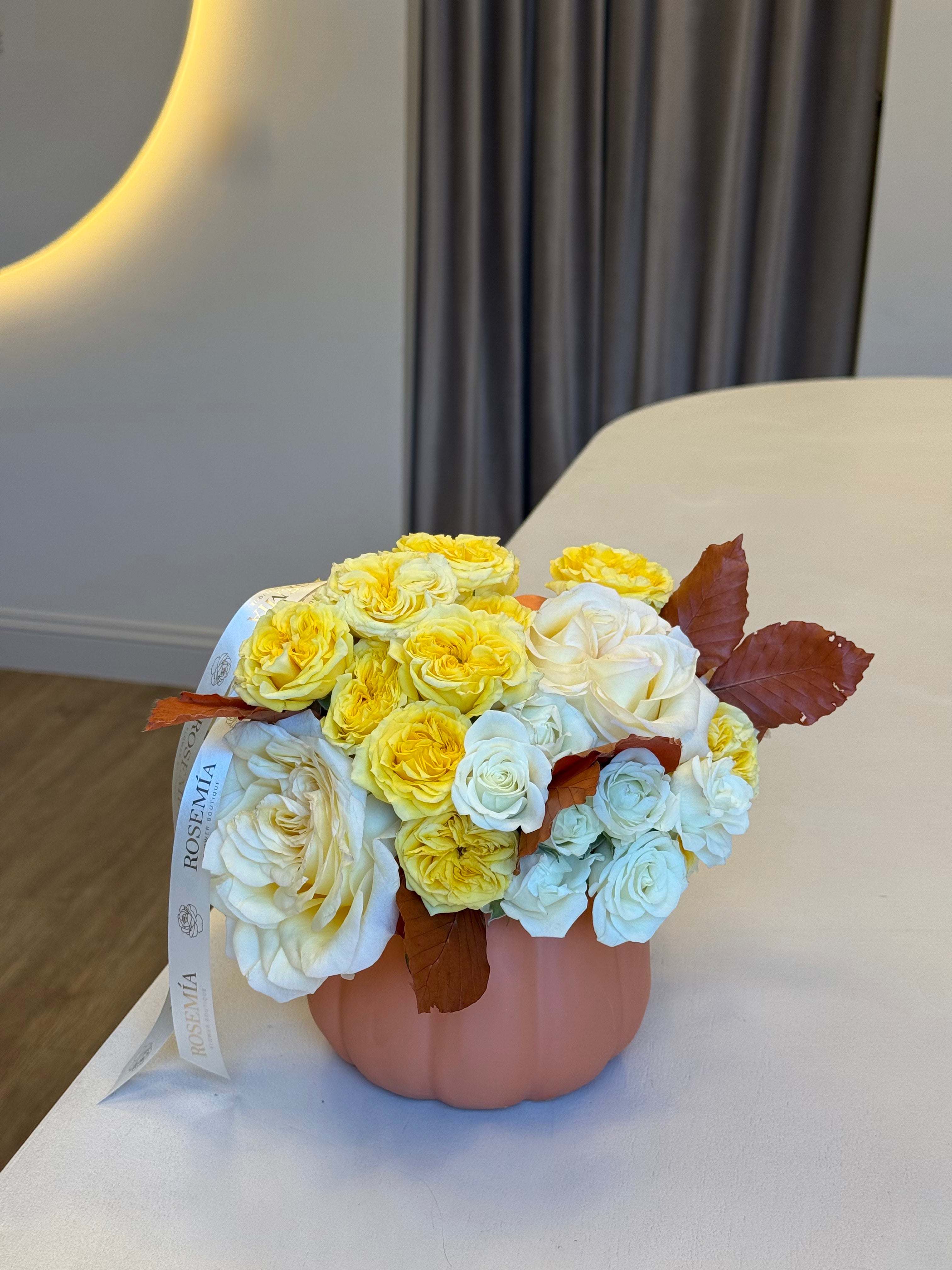 No.108 YELLOW SUNSHINE - Pumpkin Flower Arrangement