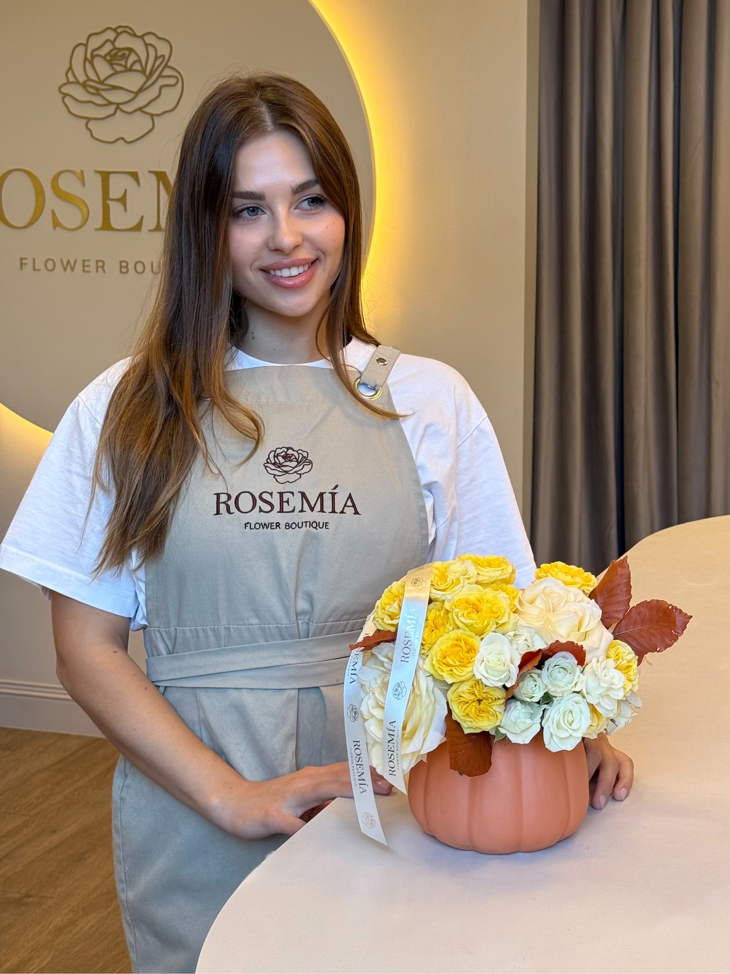 No.108 YELLOW SUNSHINE - Pumpkin Flower Arrangement
