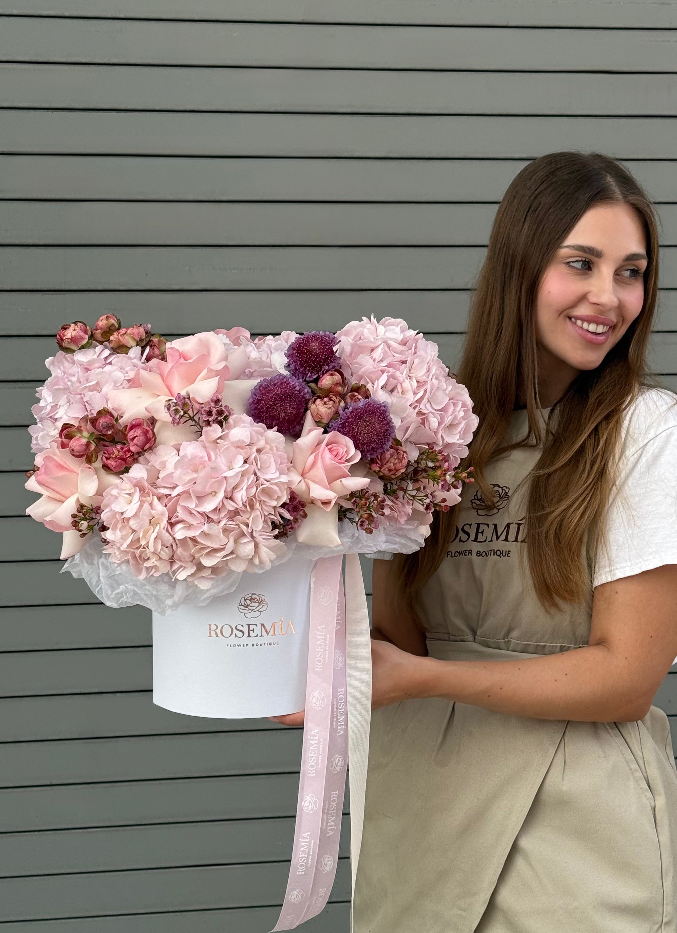 No. 248 BLUSH SERENITY - french roses, spray roses, hydrangea