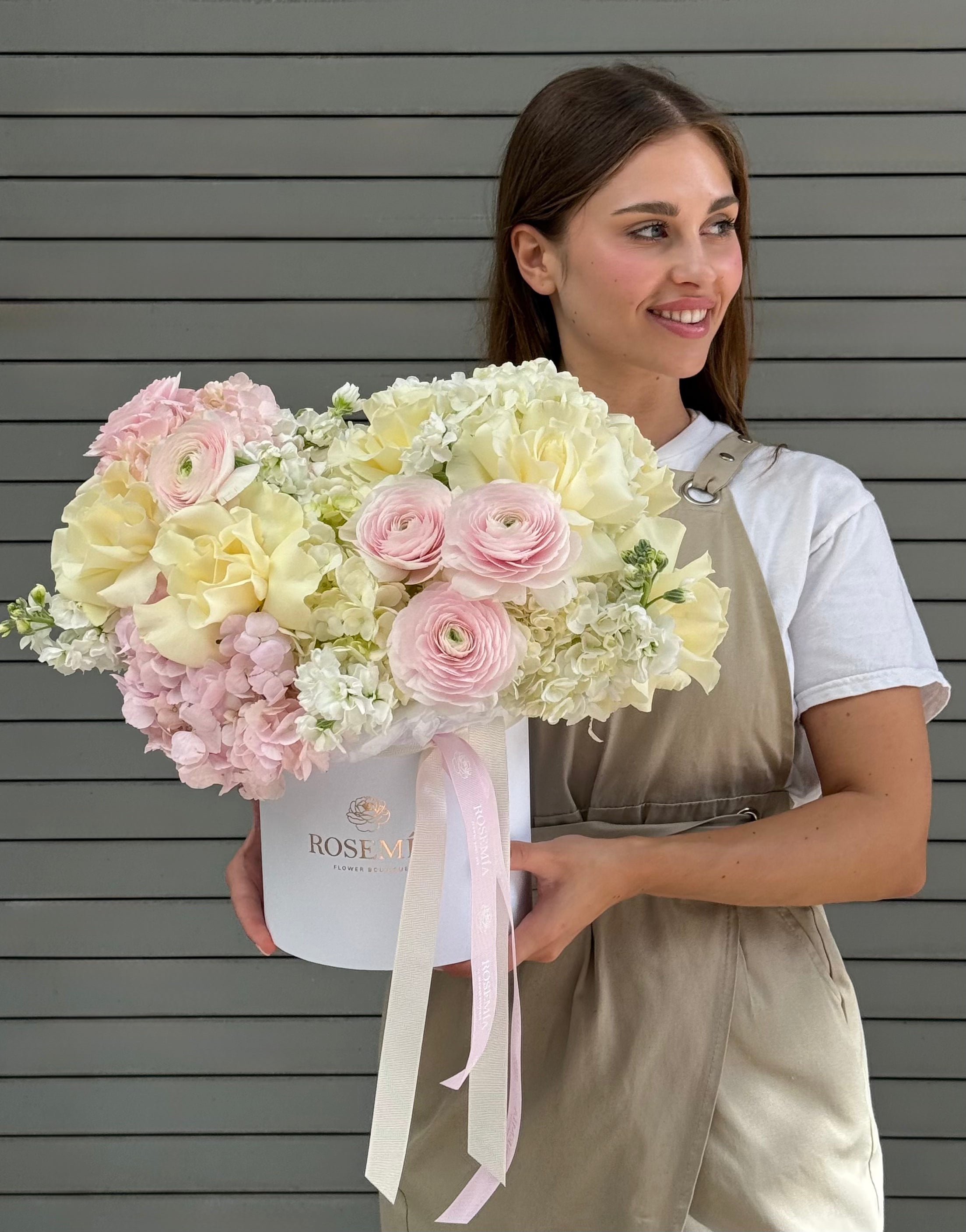No. 249 PARADISE BLOOM - ranunculus, matthiola, french roses, hydrangea