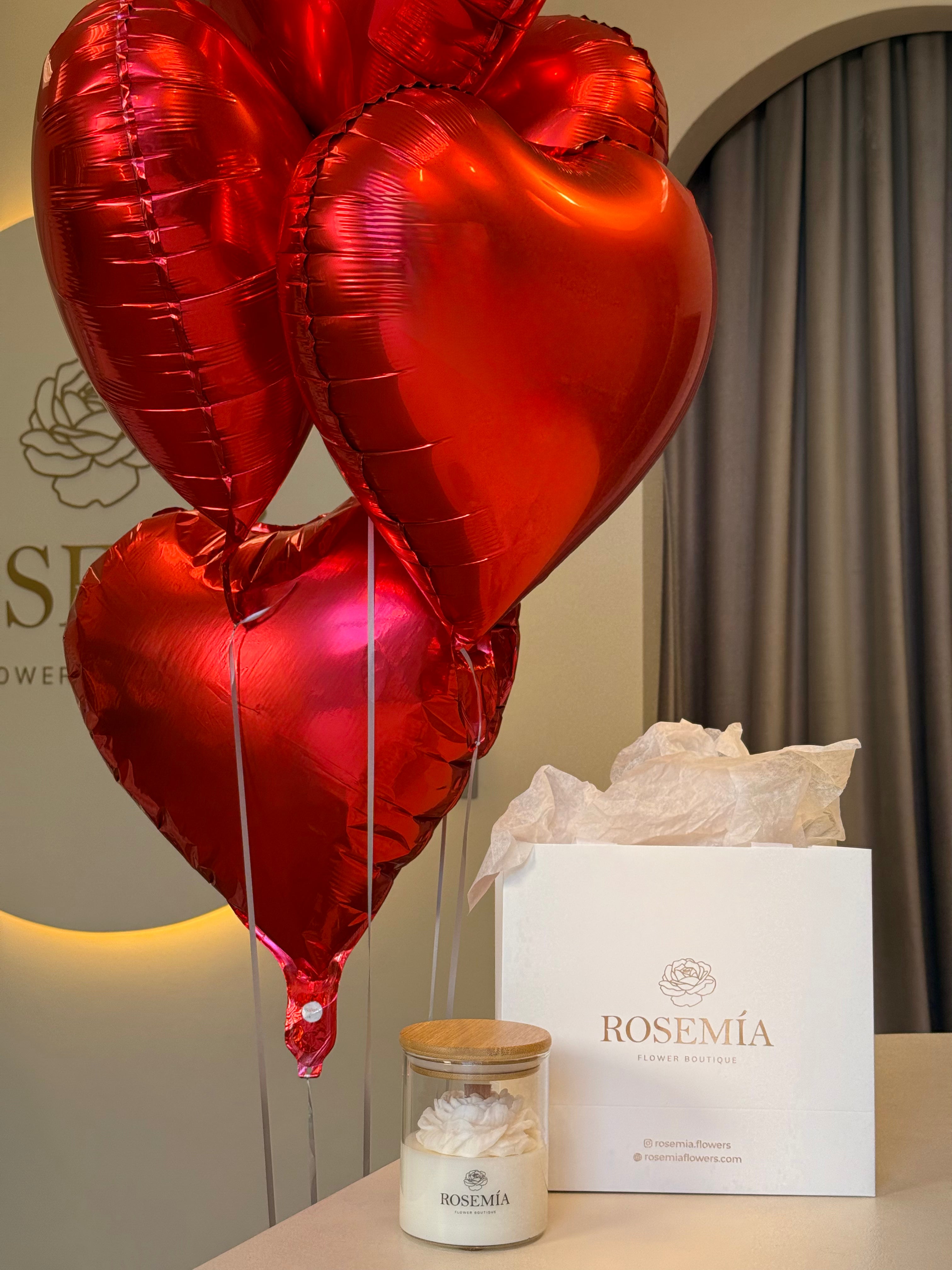 RED BALLOONS & CANDLE