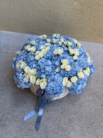 No.239 BABY BLUE DREAM - hydrangeas, roses