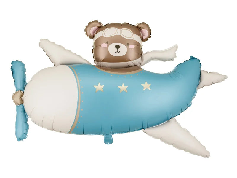 Blue Teddy Airplane Balloon