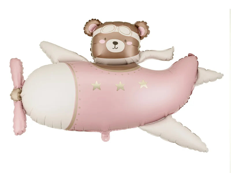 Pink Teddy Airplane Balloon