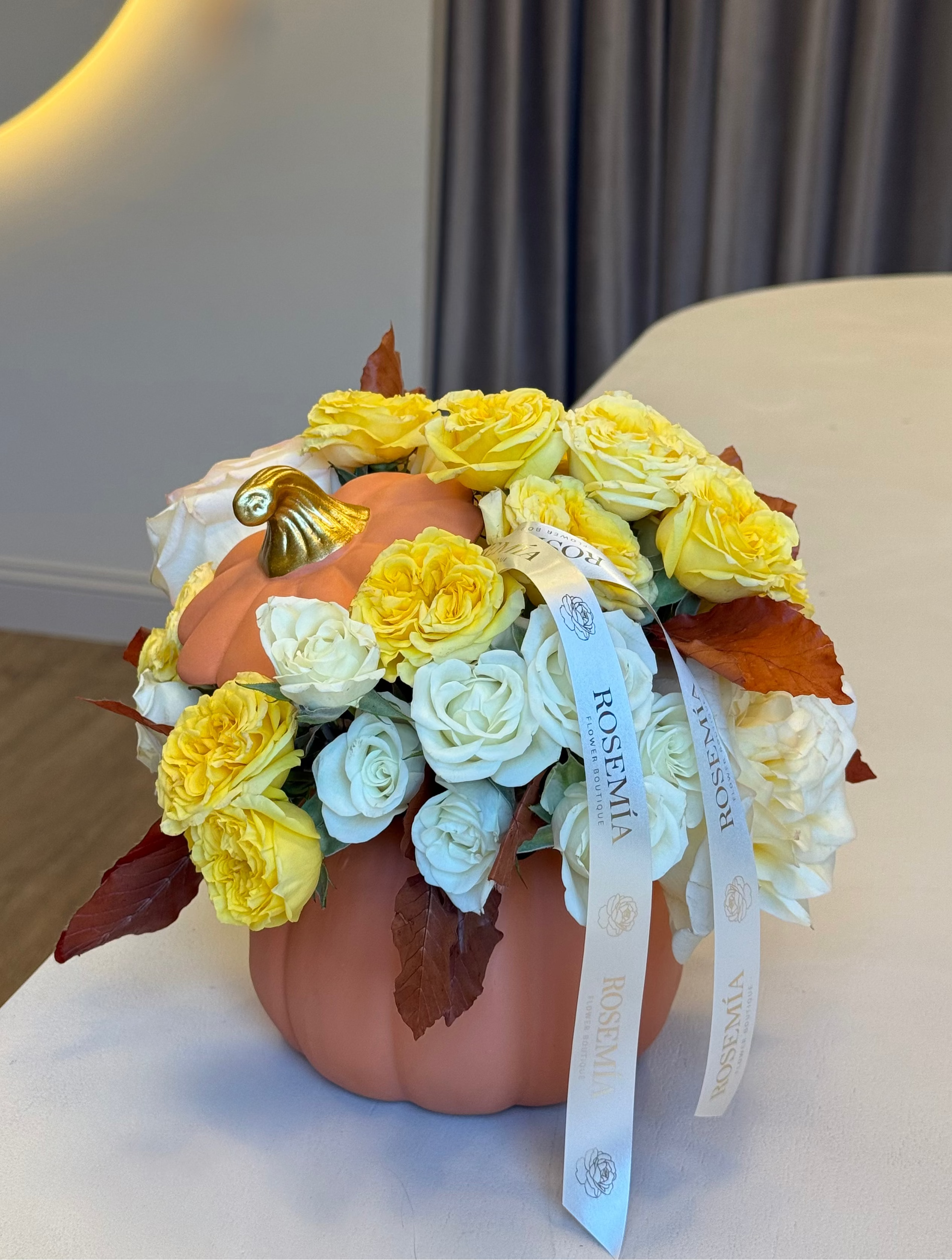 No.108 YELLOW SUNSHINE - Pumpkin Flower Arrangement