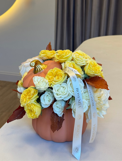 No.108 YELLOW SUNSHINE - Pumpkin Flower Arrangement