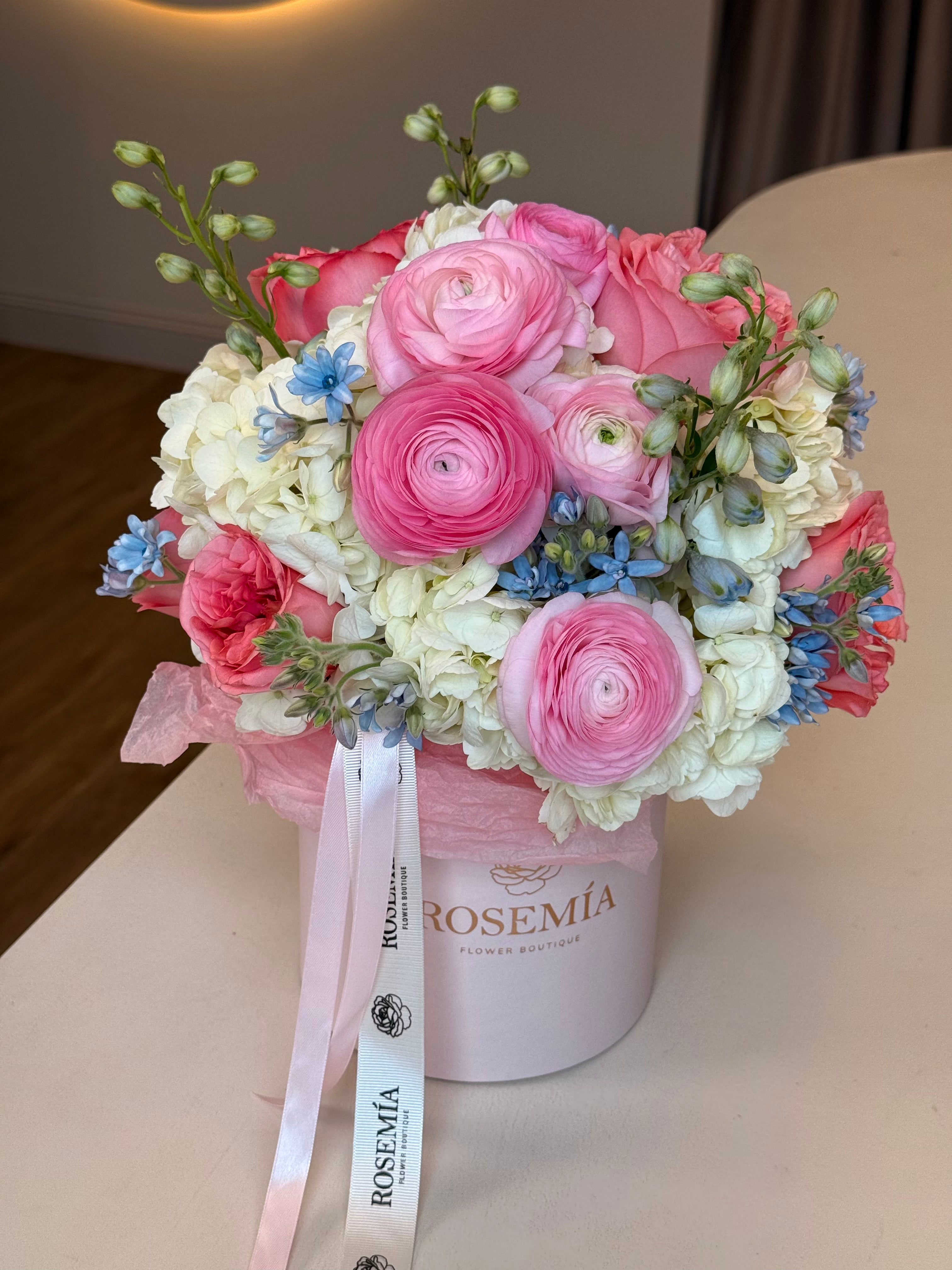 N.º 219 CAJA DE FLORES ROSADA