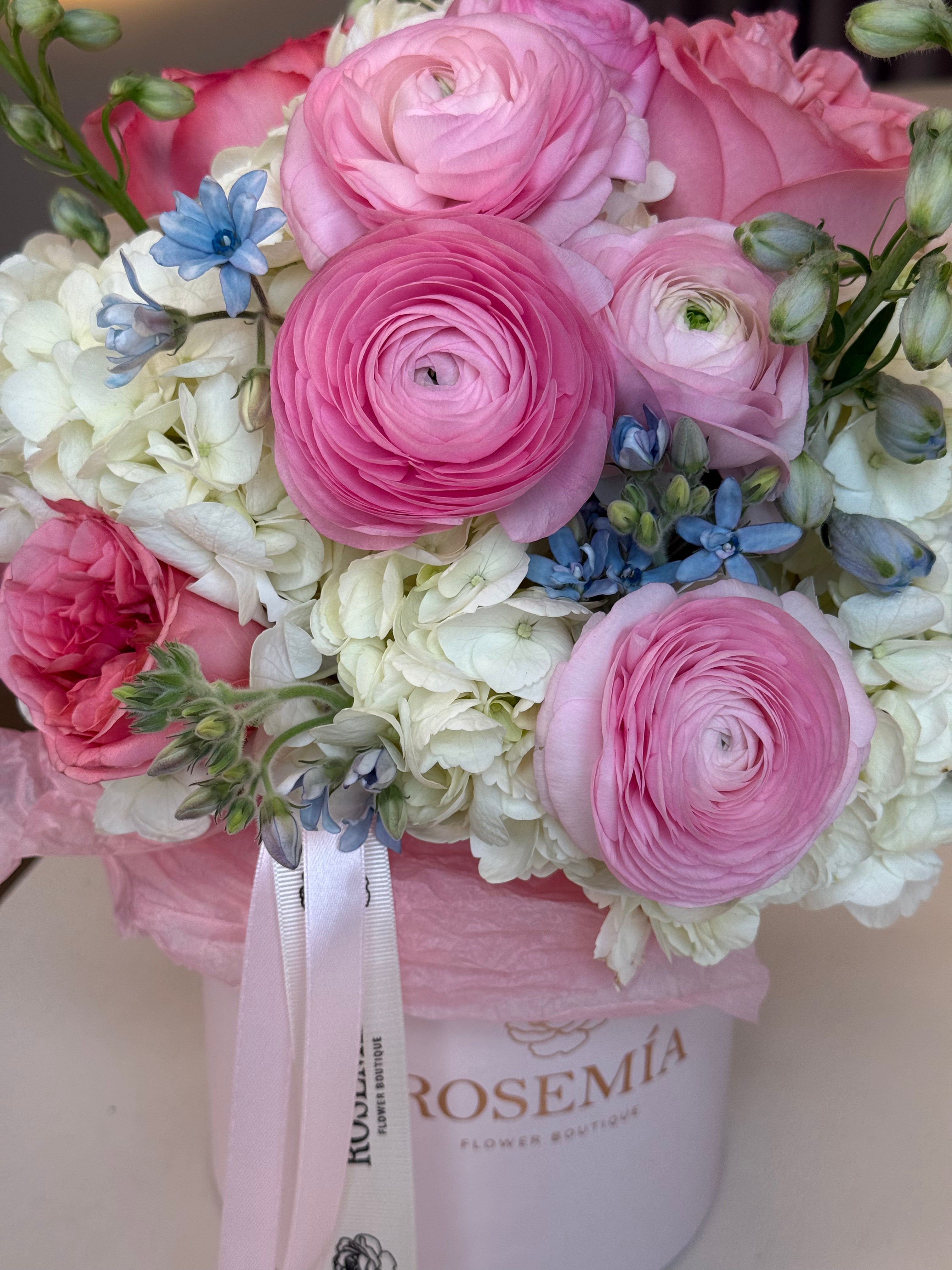 N.º 219 CAJA DE FLORES ROSADA