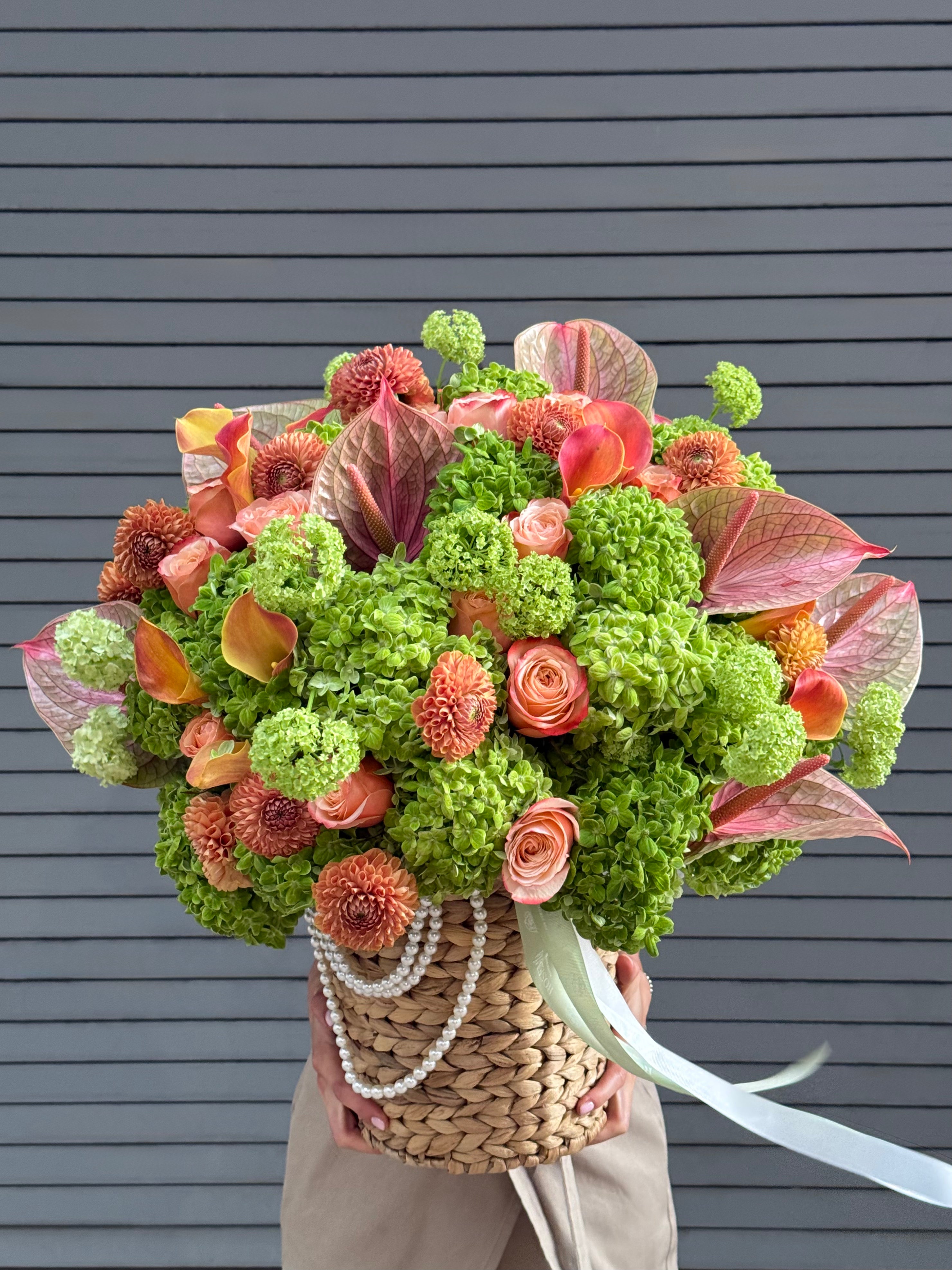 No.272 FALL COUTURE - dahlias, garden roses, hydrangeas