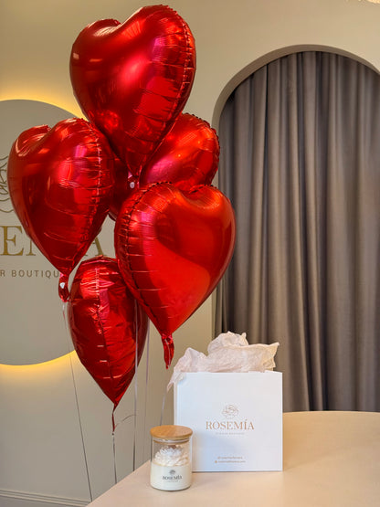 RED BALLOONS & CANDLE