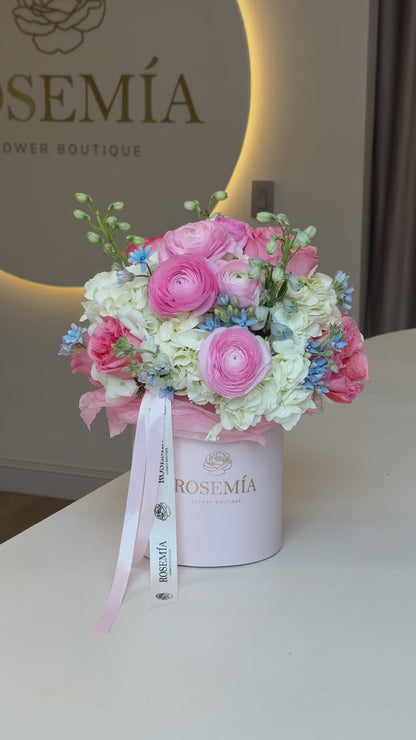 N.º 219 CAJA DE FLORES ROSADA