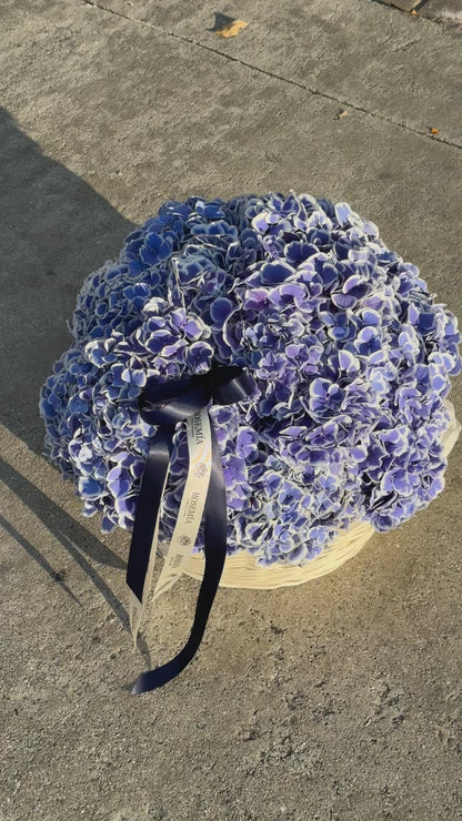 No.239 NAVY BLUE HYDRANGEAS IN A BASKET