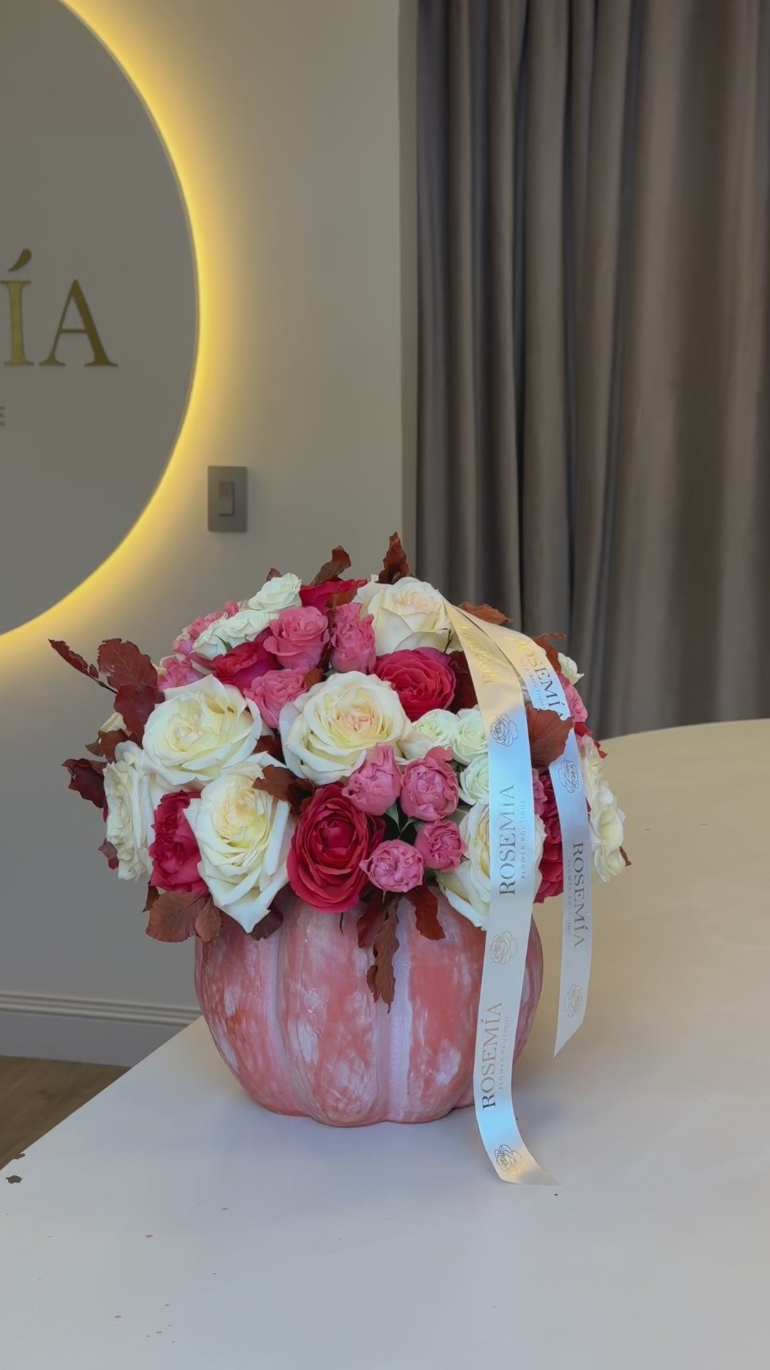 No.203 CRIMSON ROMANCE - Pumpkin Flower Arrangement